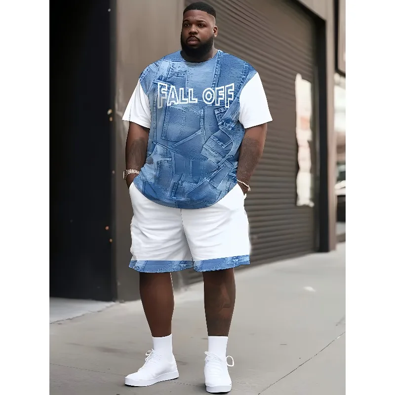 

2025 Outdoor Casual T-shirt Shorts Two-piece Set Casual and Comfortable Summer Casual 3D Printing Set Sports Breathable