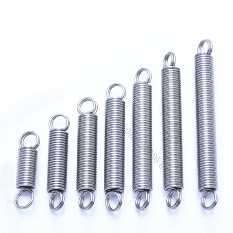 1mm Stainless Steel Extension Tension Spring O Ring Hook Cylindroid Coil Tensile Pullback Expansion Stretching Spring OD 6-12mm