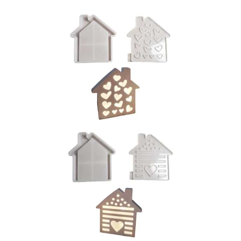 2 Pack Silicone Molds Resin Crafting Moulds Silicone Art Craft Molds Chimney House Ornament Molds for Drop Shipping