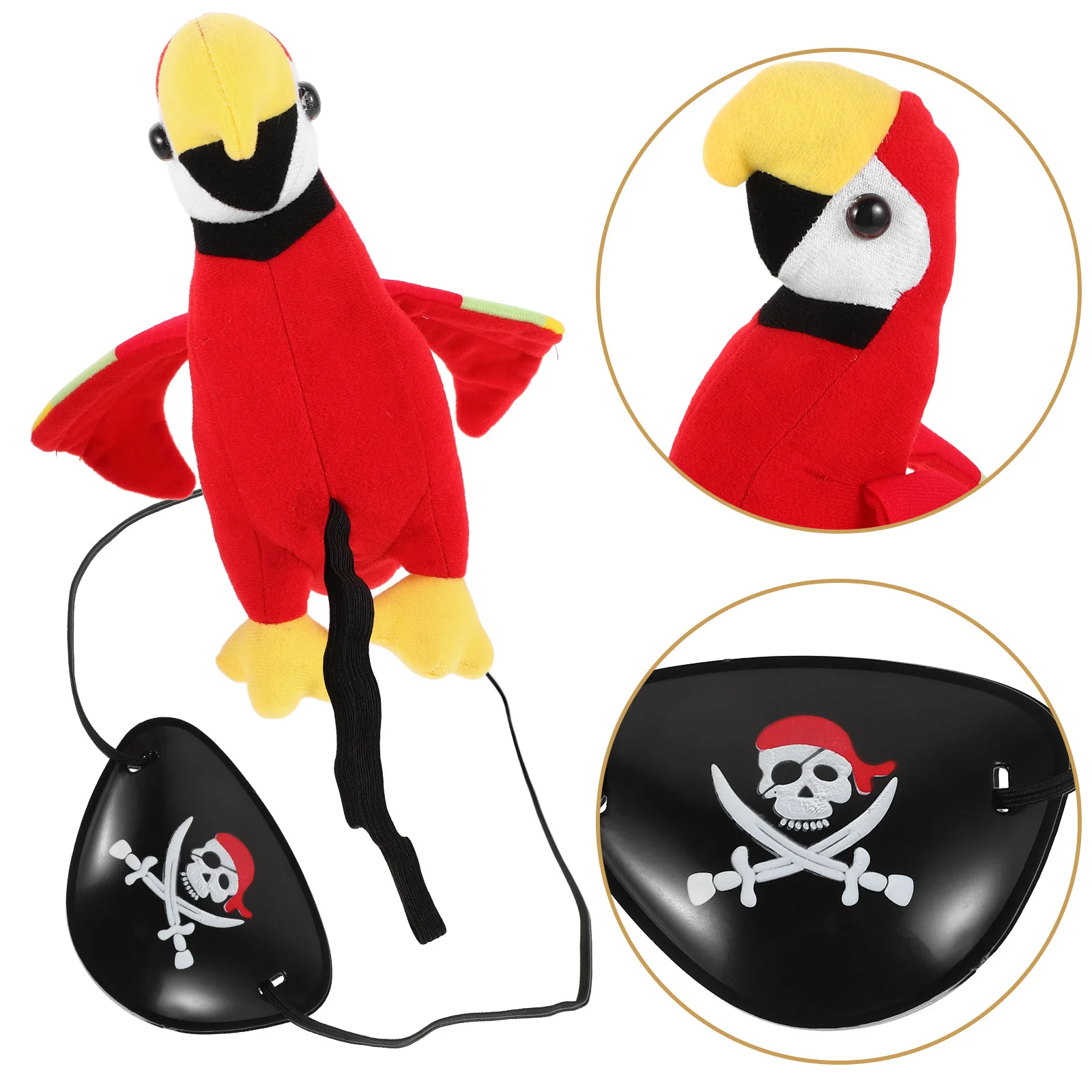 

1Set Lifelike Parrot Ornament for Pirate Cosplay Costume Set Halloween Party Pirate Dress Up Props Reusable Accessory
