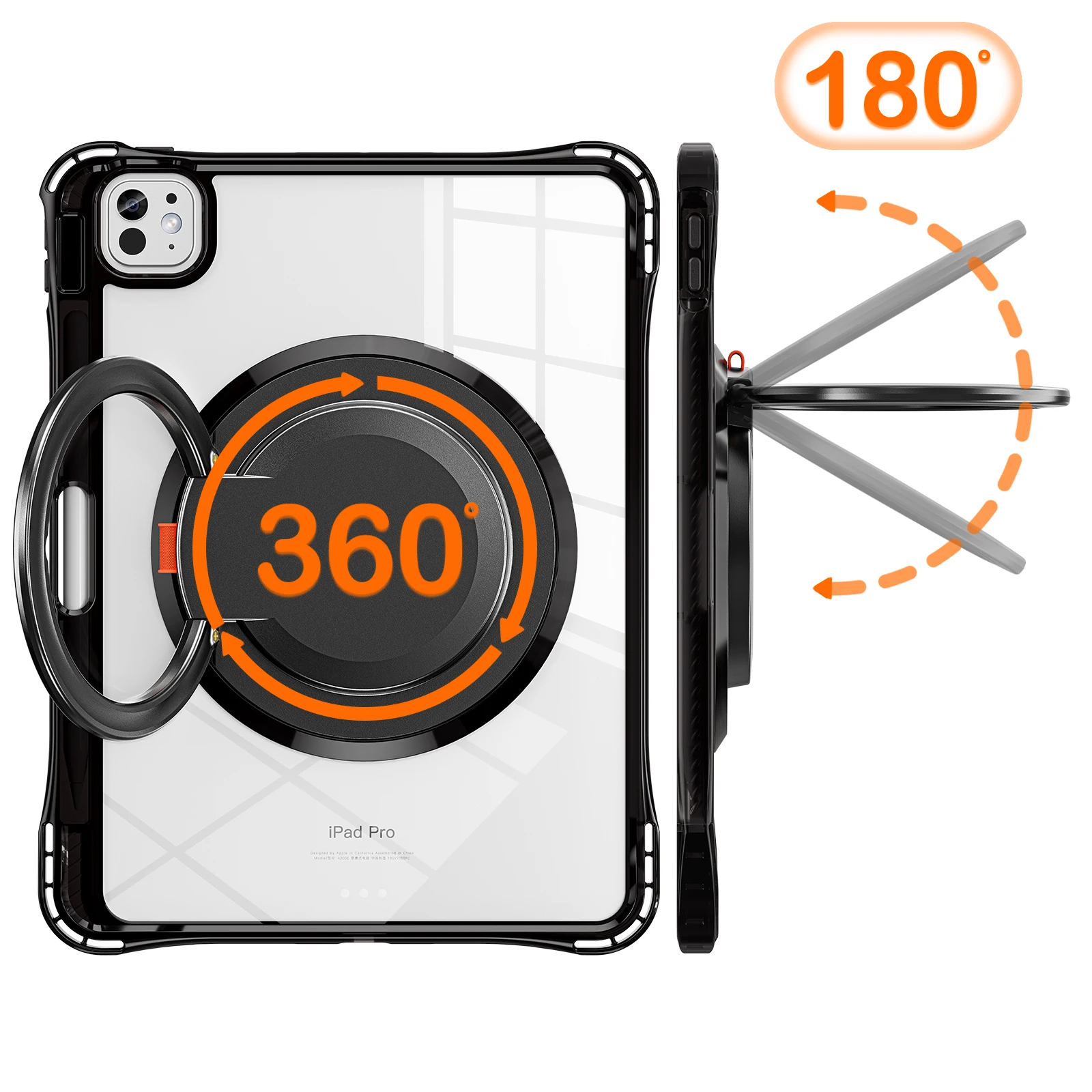 360 Rotation Handle Stand Tablet Case For iPad Pro 13 11 M4 Air 3 4 5 6 7 8 9 10th Generation Mini Shockproof Clear Hard Cover