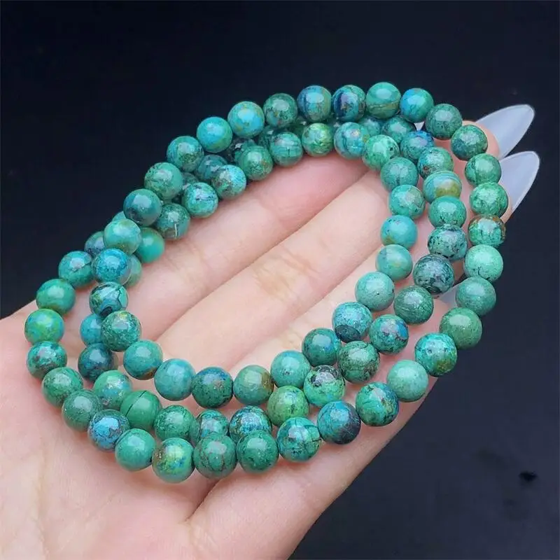 

6.5MM Natural Phoenix Turquoise Triple Circle Bracelet Elegance Exquisite Charms For Jewelry Party Holiday Women Gift 1PCS