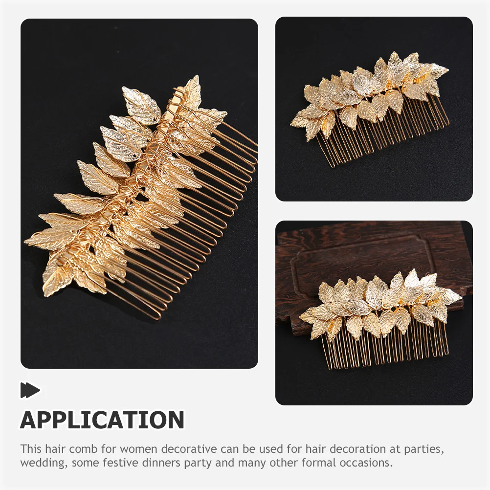 

Decorative Golden Leaf Hair Comb for Women Bridal Wedding Party Prom Graduation Festival Hair Accessory