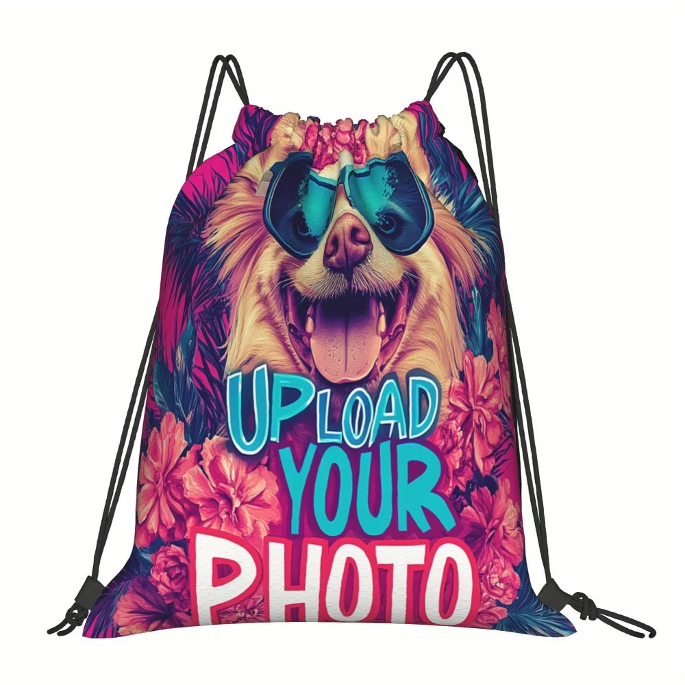 1Pc Personalized Customizable Photo Drawstring Bag -Lightweight Travel Sports Bags Gym Sack Storage Backpack, Holiday Gift