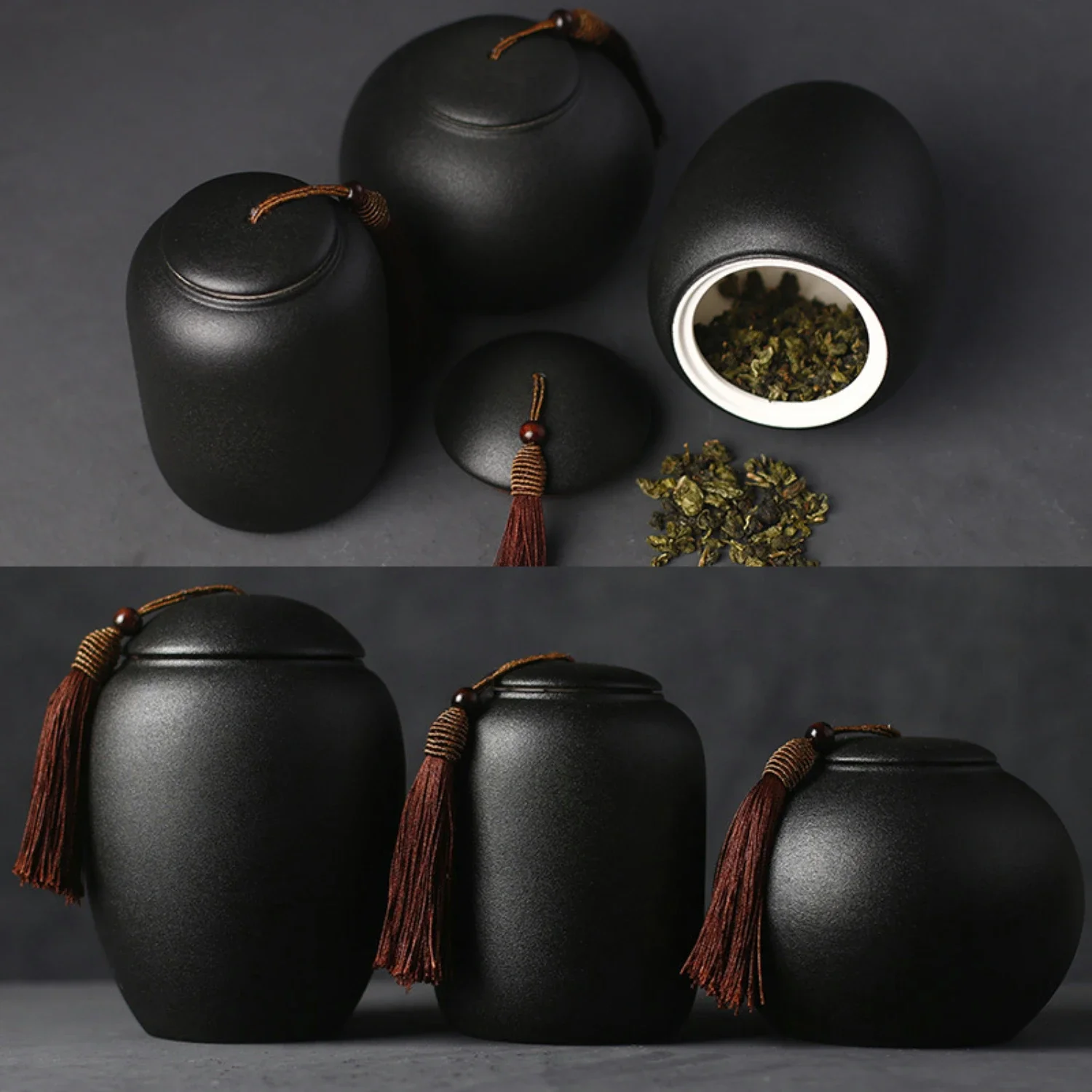 Beautiful, elegant, and stunning black ceramics pet urn for ashes - Perfect cremation memorial casket for dog or cat - Ideal urn