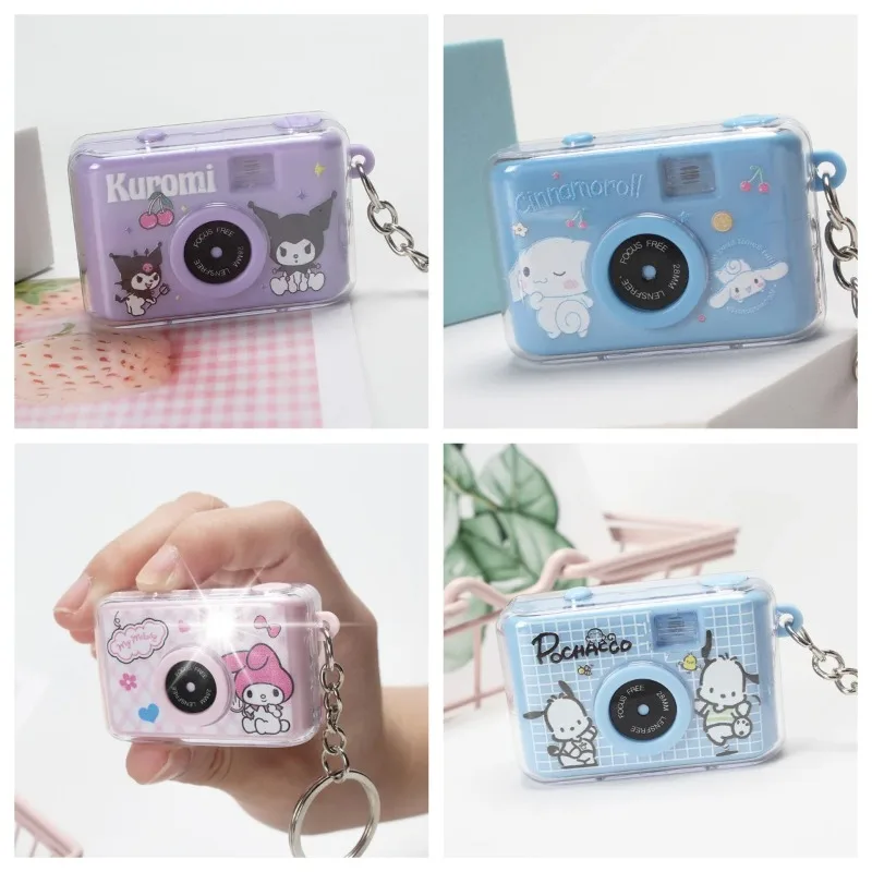 

Kawaii Kuromi Camera Keychain MINISO Anime Cinnamoroll Key Ring Camera Pendant LED Lighting Ornaments Jewelry Girl Gifts
