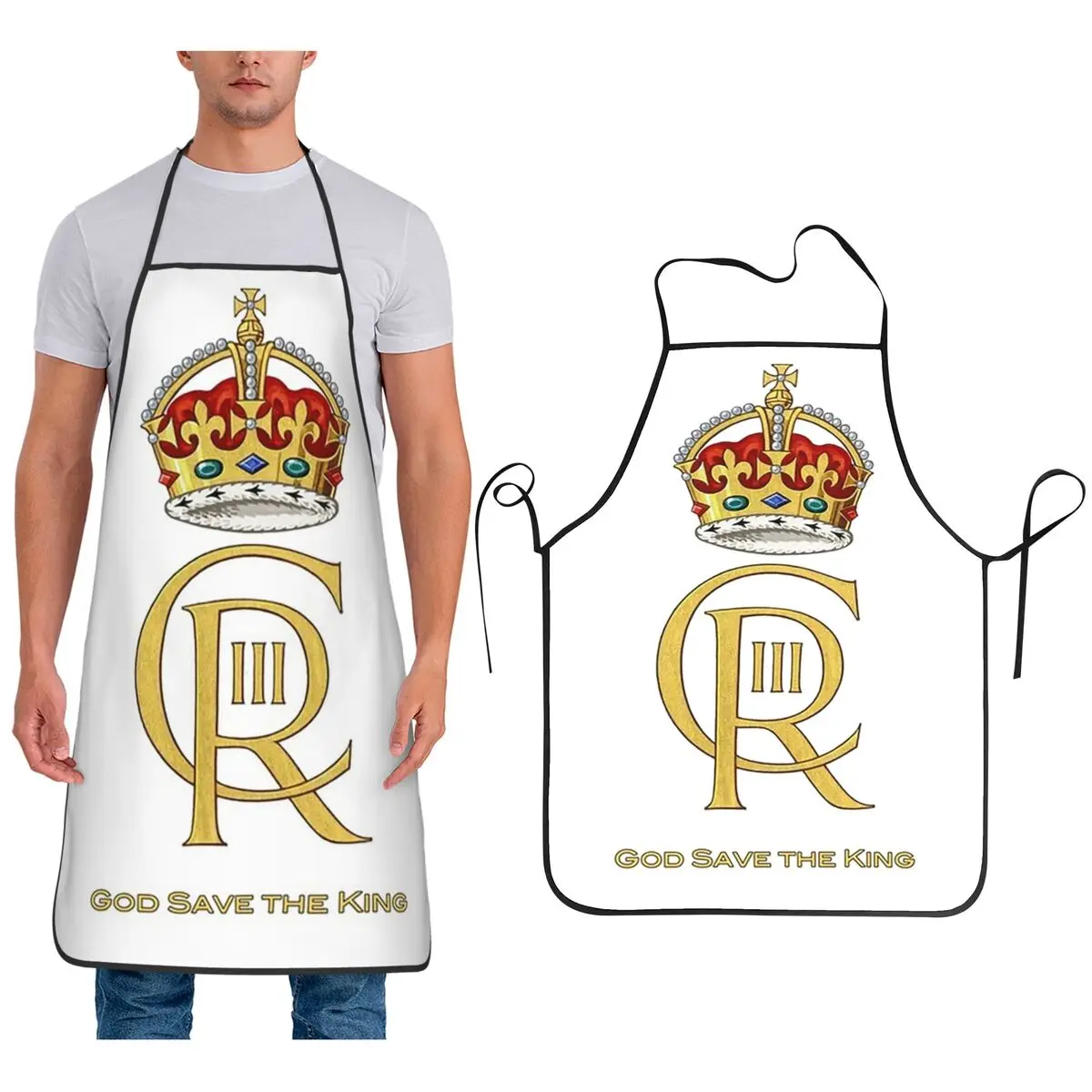 

Фартук Charles III Royal Cypher, King Charles III, Charles Rex Фартук для шеф-повара Кулинария Нагрудник для уборки кухни Нагрудник для уборки кухни