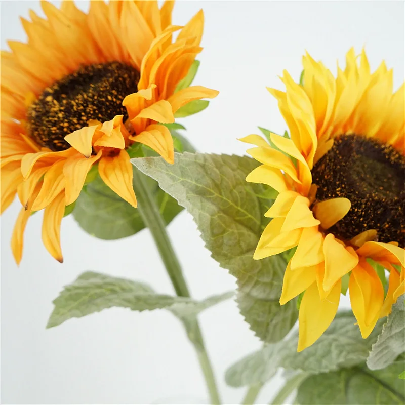 4Pcs Moisturizing Sunflower Real Touch Artificial Silk Flower Home Decoration Wedding Party Flower Arrangement Photography Props