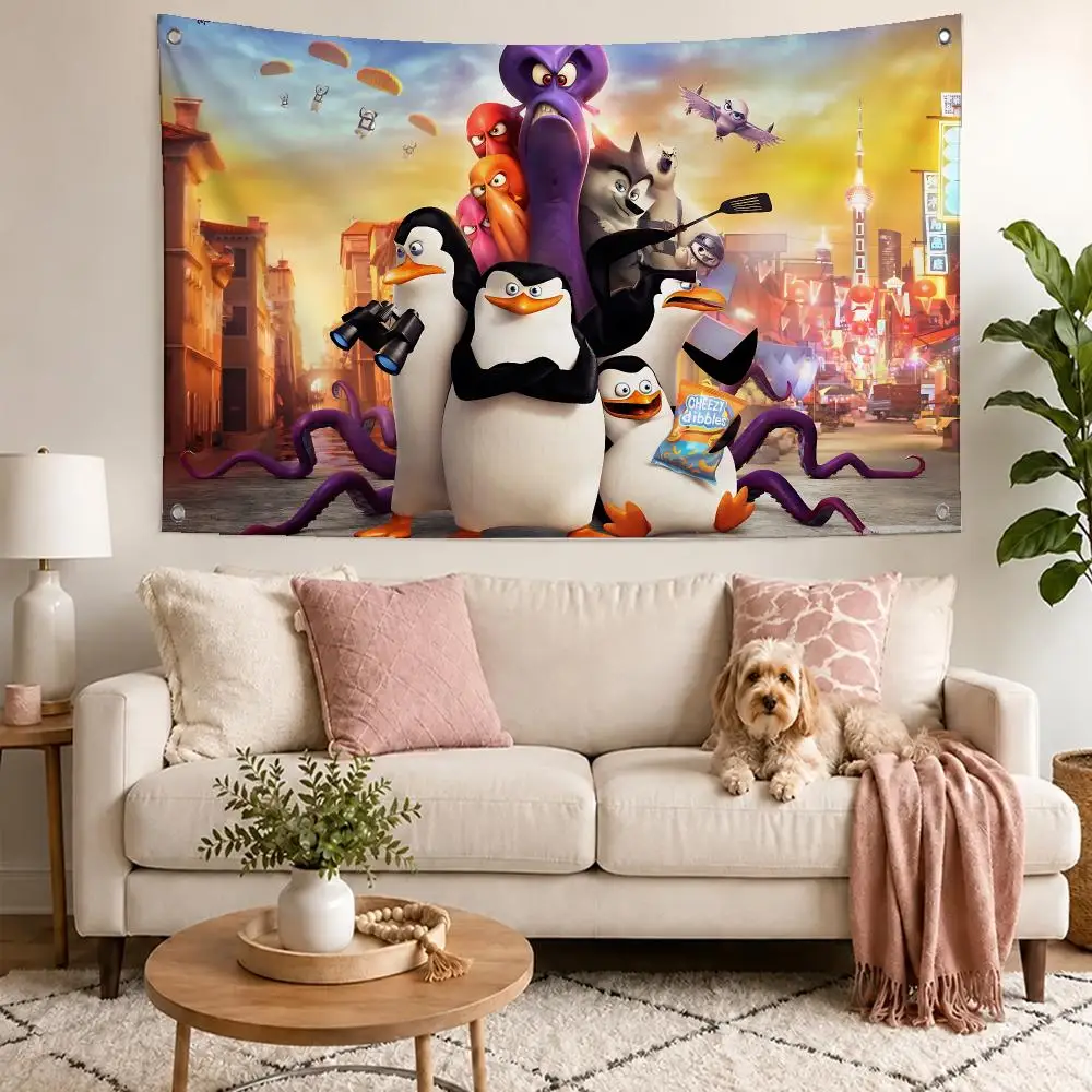 Cute Movie Madagascar Flags Concert Print Wall Hanging Art Banner, Indoor Outdoor Bedroom Home Decor Backdrop, Perfect Gift