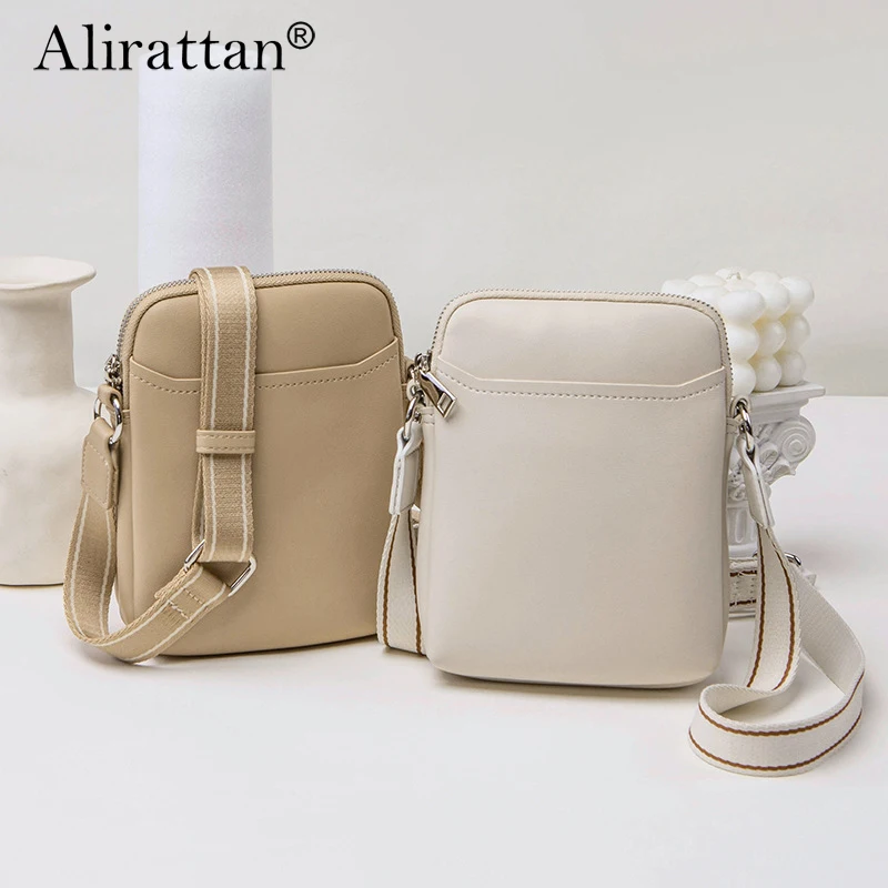 Alirattan Women's Bag 2025 New Simple PU Soft Leather Mobile Bag Cross Border Foreign Trade One Shoulder Crossbody Small Bag