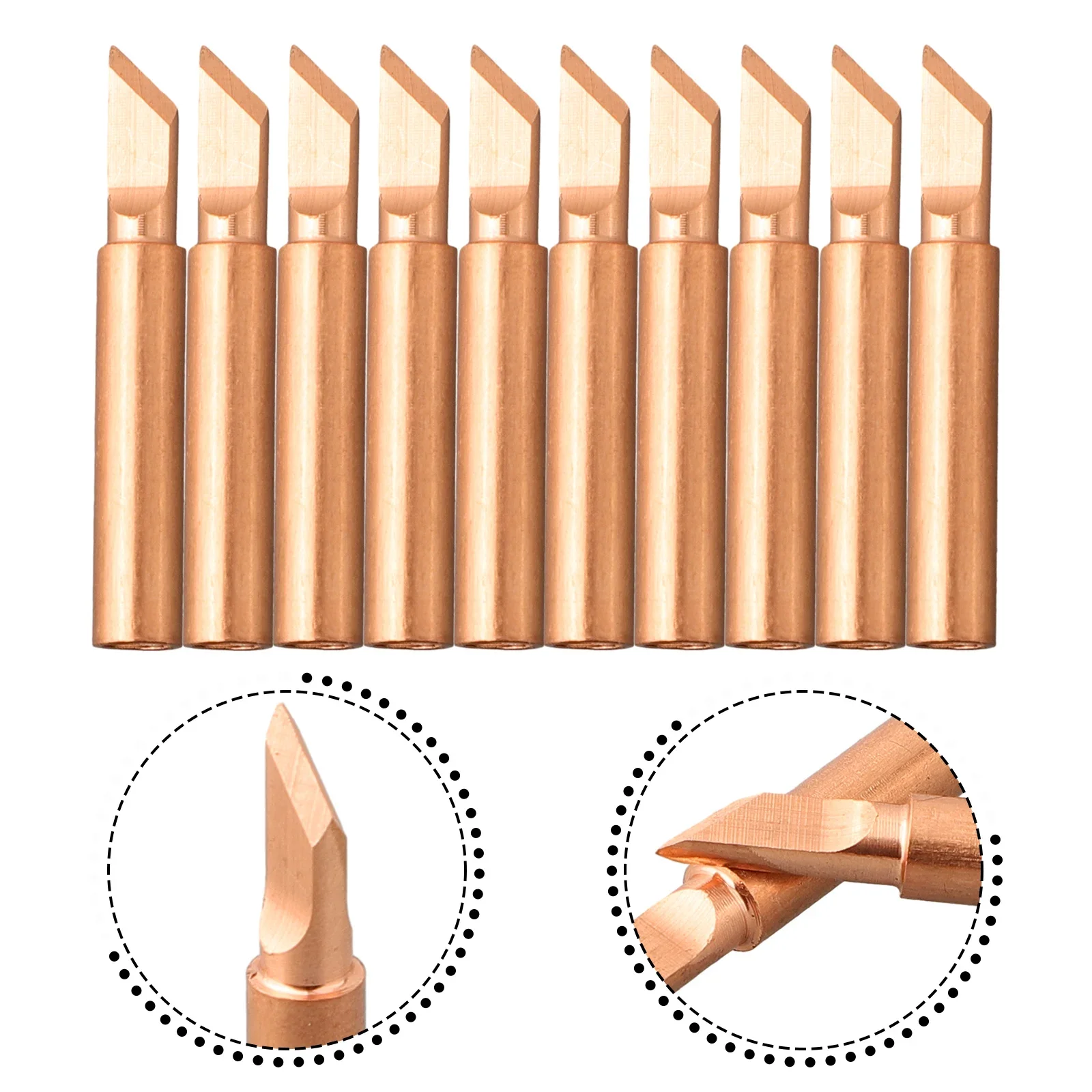 10Pcs Pure Copper Soldering Iron Tip 900M-T-K Welding Electric Iron For 936, 937, 938, 969, 8586, 852D Soldering Stations