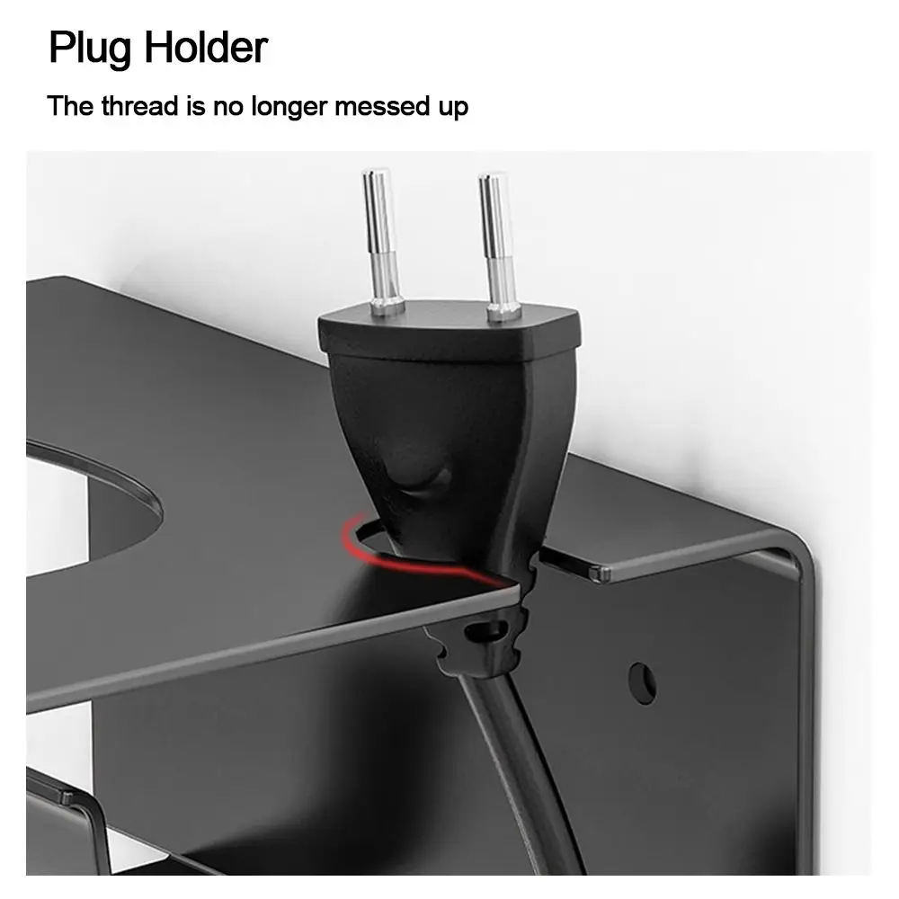 

Wall-Mounted Hairdryer Support Rack With Hook Multifunctional Hair Dryer Holder Metal Bathroom Shelf Washroom Stylist Tool