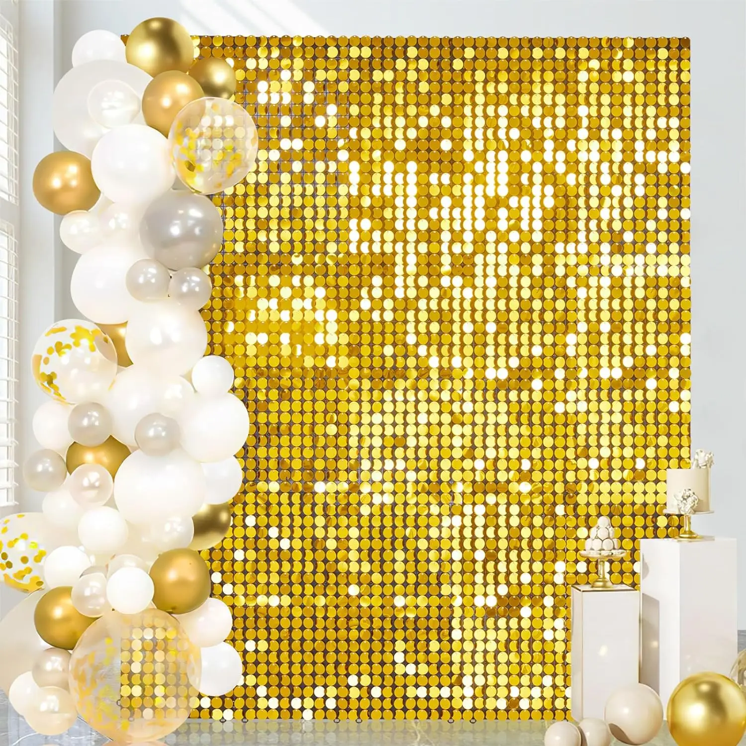 لامع جدار خلفية لوحات الترتر الذهب الديكور لامع لوحات (12 حزمة) صور الخلفيات لعيد ميلاد عيد الحب الذكرى #4