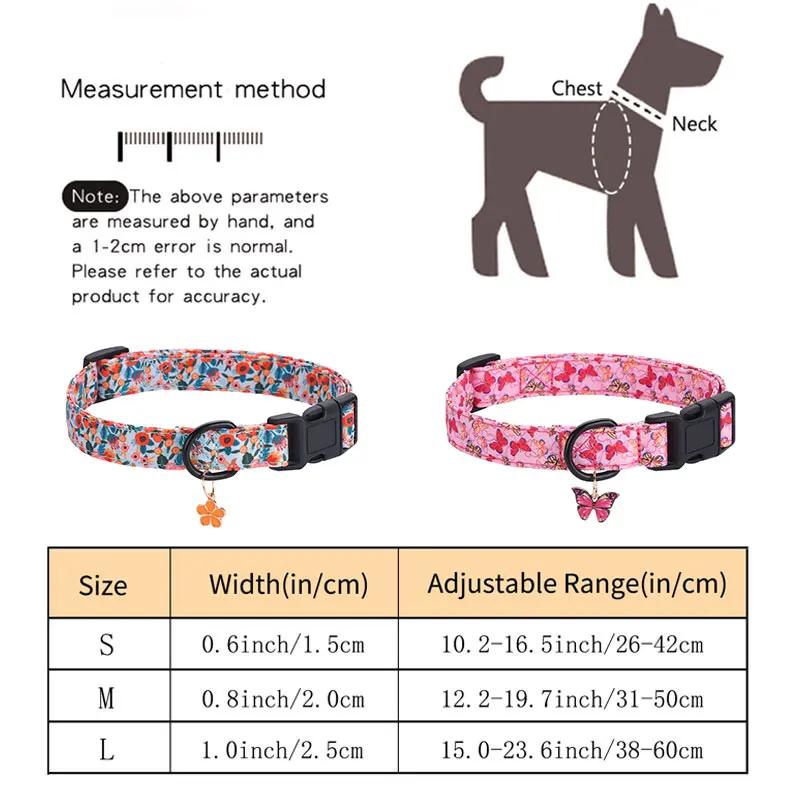 CP607 Pet dog collar with Metal pendant，Adjustable Pet Collar for Dogs and Cats