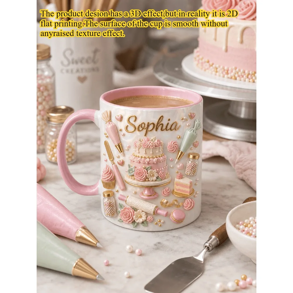 Personalized Baker Mug 11oz Custom Name 2D Print Ceramic Coffee Cup Gift for Pastry Chef Birthday Mother Day