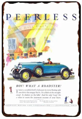 1pcs Now the Peerless A Runabout  Car Advertising  All Metal Tin Sign  8 x 12