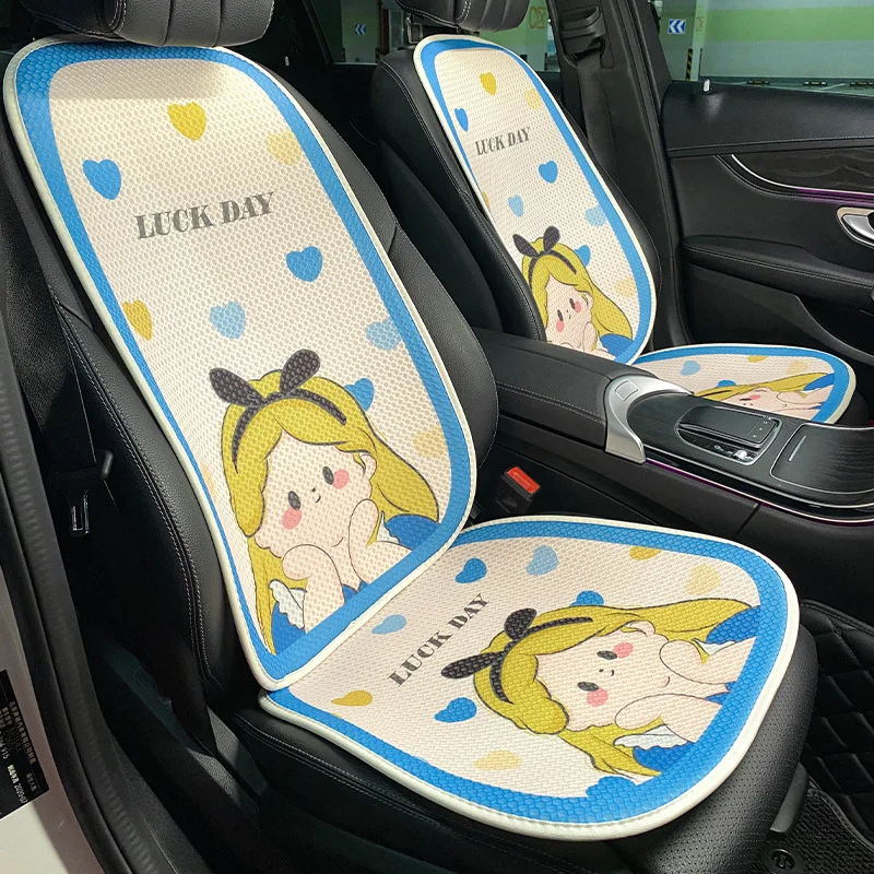 Car Cushion Summer Four Seasons Universal Models Car Cartoon Cute Princess Single Seat Ventilation Ice Silk Seat Cushion Female