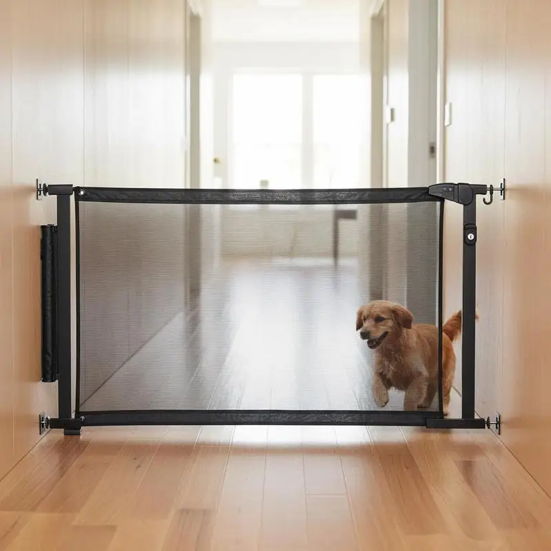 

Free Shipping-Retractable Baby Gate, Extends to 57 inch Wide, 38.5 inch Tall, with Security Lock, Easy to Use, Walk Through With