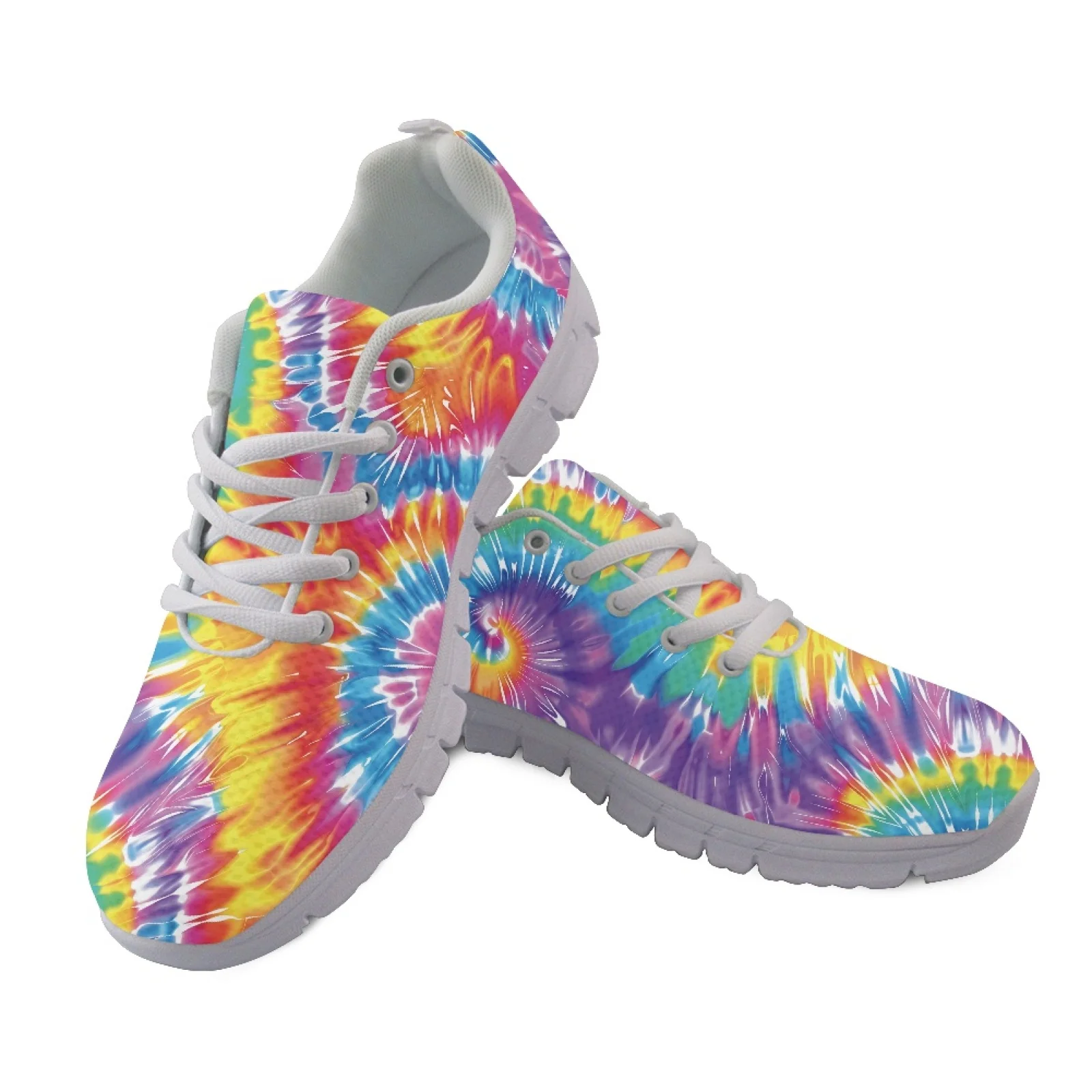 Coloranimal Tie Dye Spiral Breathable Work Shoes Women Running Walking Shoes Sports Trainers for Womens Lady