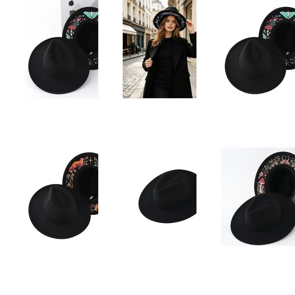 Decorative Printed Hat with a Tapered Top and Edge-Circling Artwork Y08E