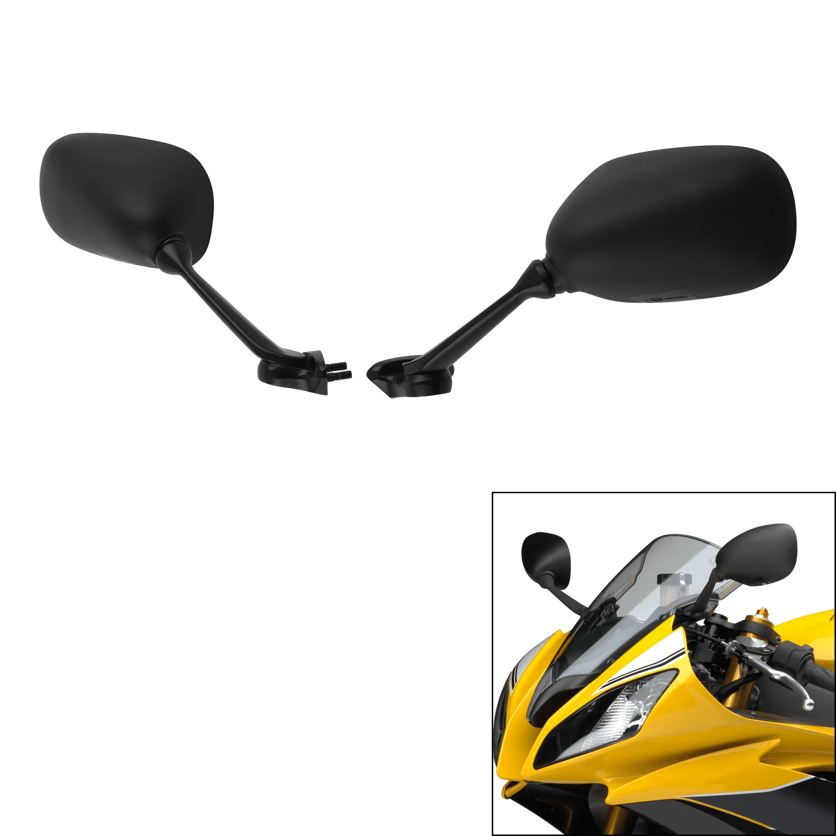 

Pair Side Rear View Mirrors For Yamaha YZF R6 YZF-R6 2008-2016 2010 Black