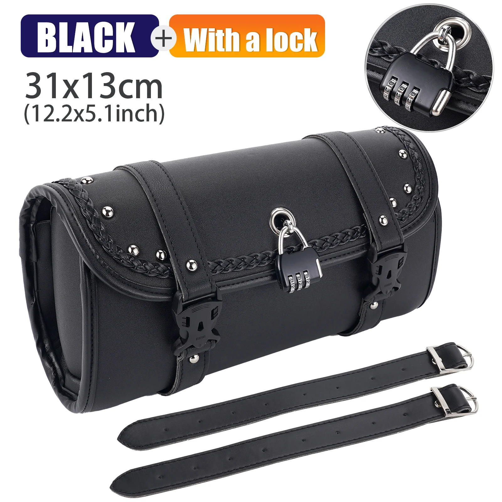 

Motorcycle, Universal Leather Saddle Bag, Waterproof Tool Storage Bag, Suitable for Harley Sportster Xl, Honda and Yamaha, Etc.