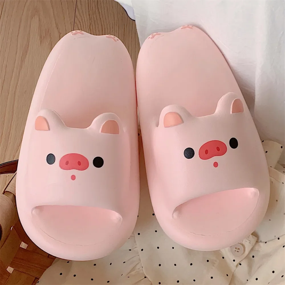 Cute Cartoon Pink Pigs Pattern Design Women Slipper 2023 New Fashion Men Summer Leisure Slides Sandals Couple Woman Shoes