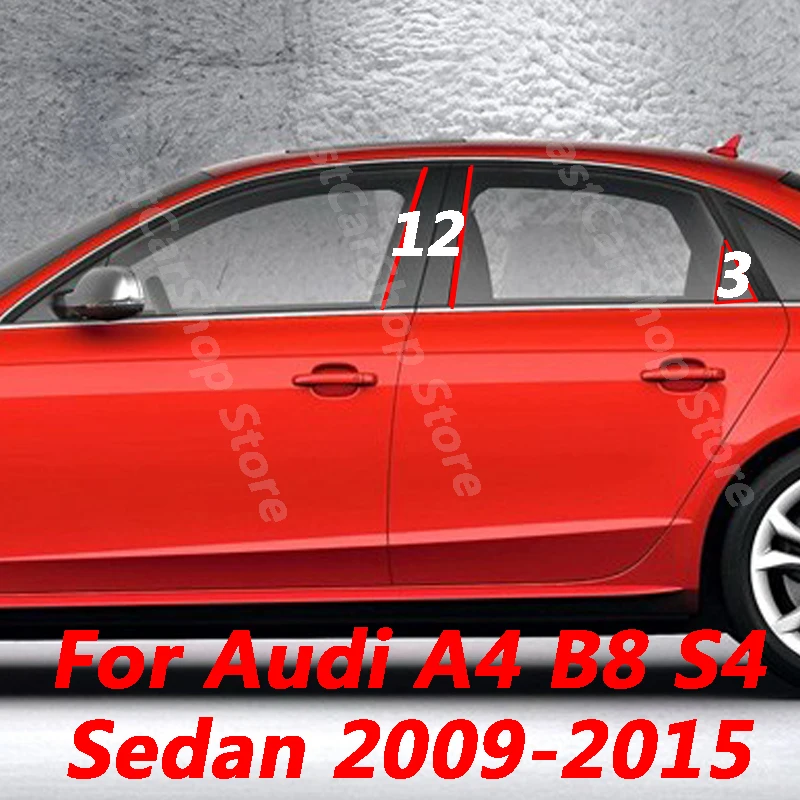 

For Audi A4 B8 S4 2009-2015 Sedan Car Door Central Window Middle Column Trim Decoration Strip PC B C Pillar Accessories