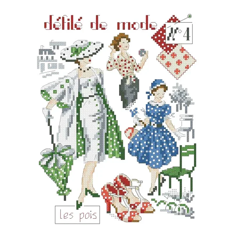 Amishop Gold Collection Counted Cross Stitch Kit The Fashion Show Beauty Lady Defile De Mode Embroidery Needlework DIY