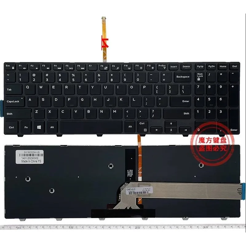 Novo Teclado Americano para DELL 15-3000 5000 7000 17-5000 7559 5748 5749 com Luz de Fundo