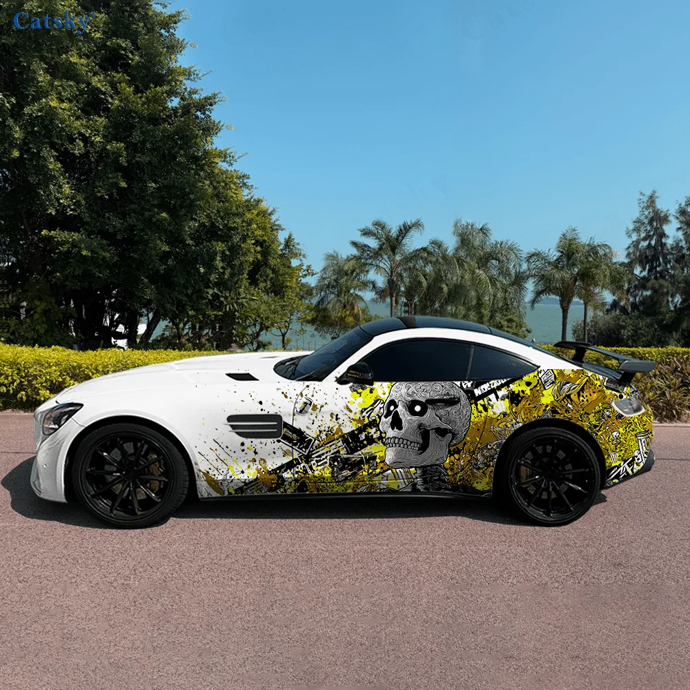 

Skeleton Colore Splashed Ink Car Vinyl Wraps Decal Self-adhesive PVC Sticker Suitable for Trucks SUV Decor Auto Accessories Gift