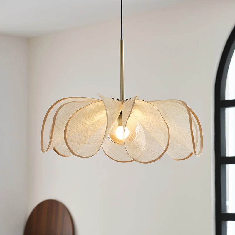 

2025 Vintage Fabric Pendant Light Wabi Sabi Japan Ceiling Chandelier Living Room Restaurant Hotel Led Lihgts For Home Deco Mood