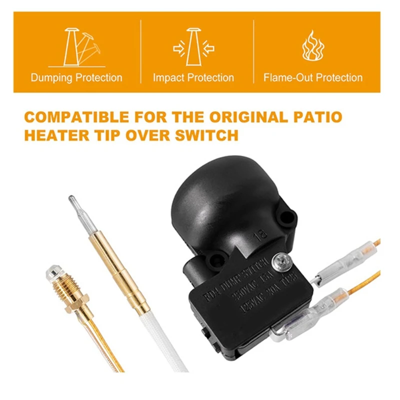 Termopar y interruptor de inclinación para calentador de Patio exterior, Kit de Sensor de termopar de invierno, 2 uds.