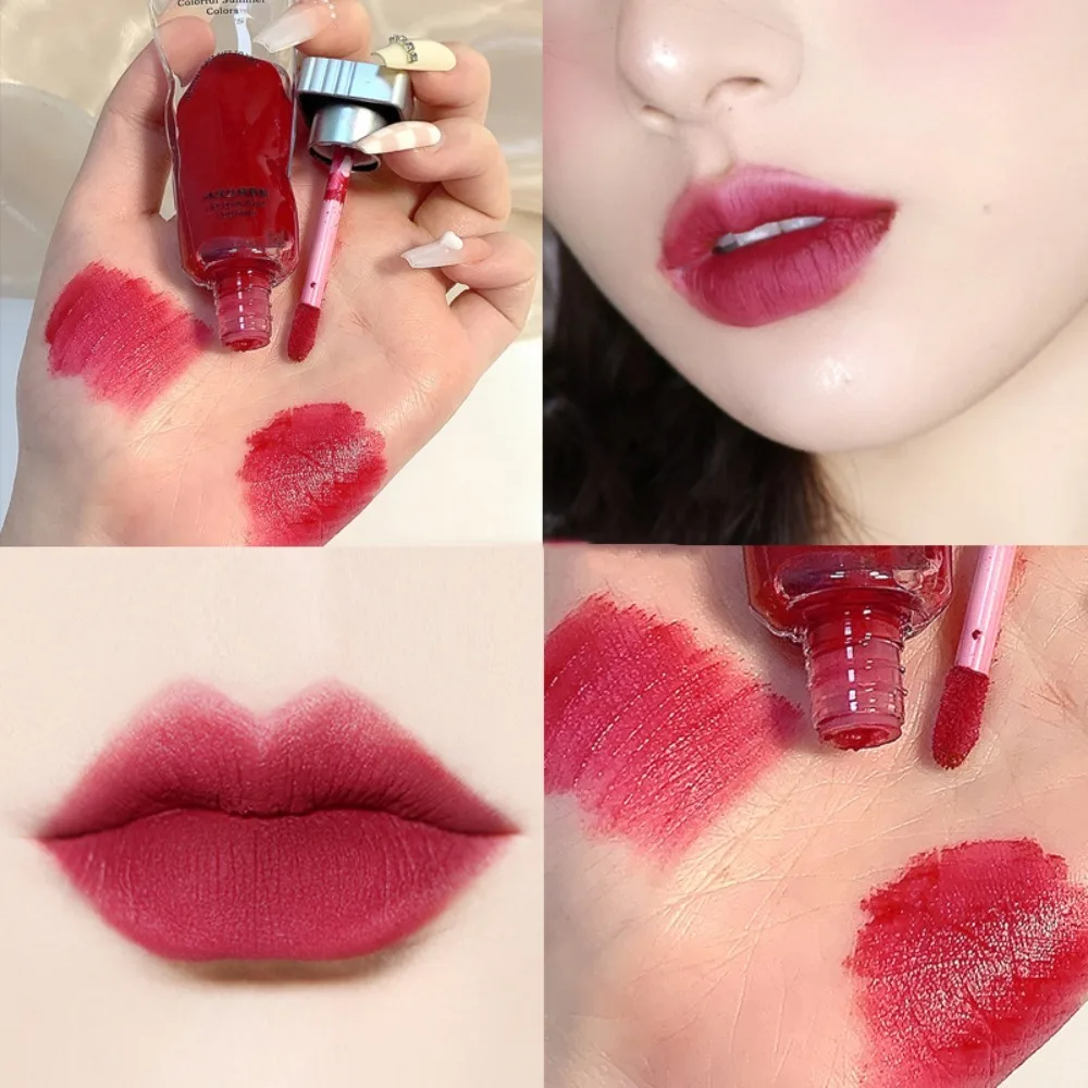 Hydraterende Ice Cube Velvet Lip Glaze Transparant Pigment Matte Lipstick Niet gemakkelijk te dippen Cup Lip Modder Vloeibare Lip Glaze