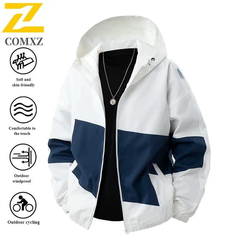 

Мужская повседневная куртка с капюшоном, ветрозащитная, водонепроницаемая, свободная посадка, весенне-осеннее уличное пальто, легкая дышащая уличная одежда для путешествий