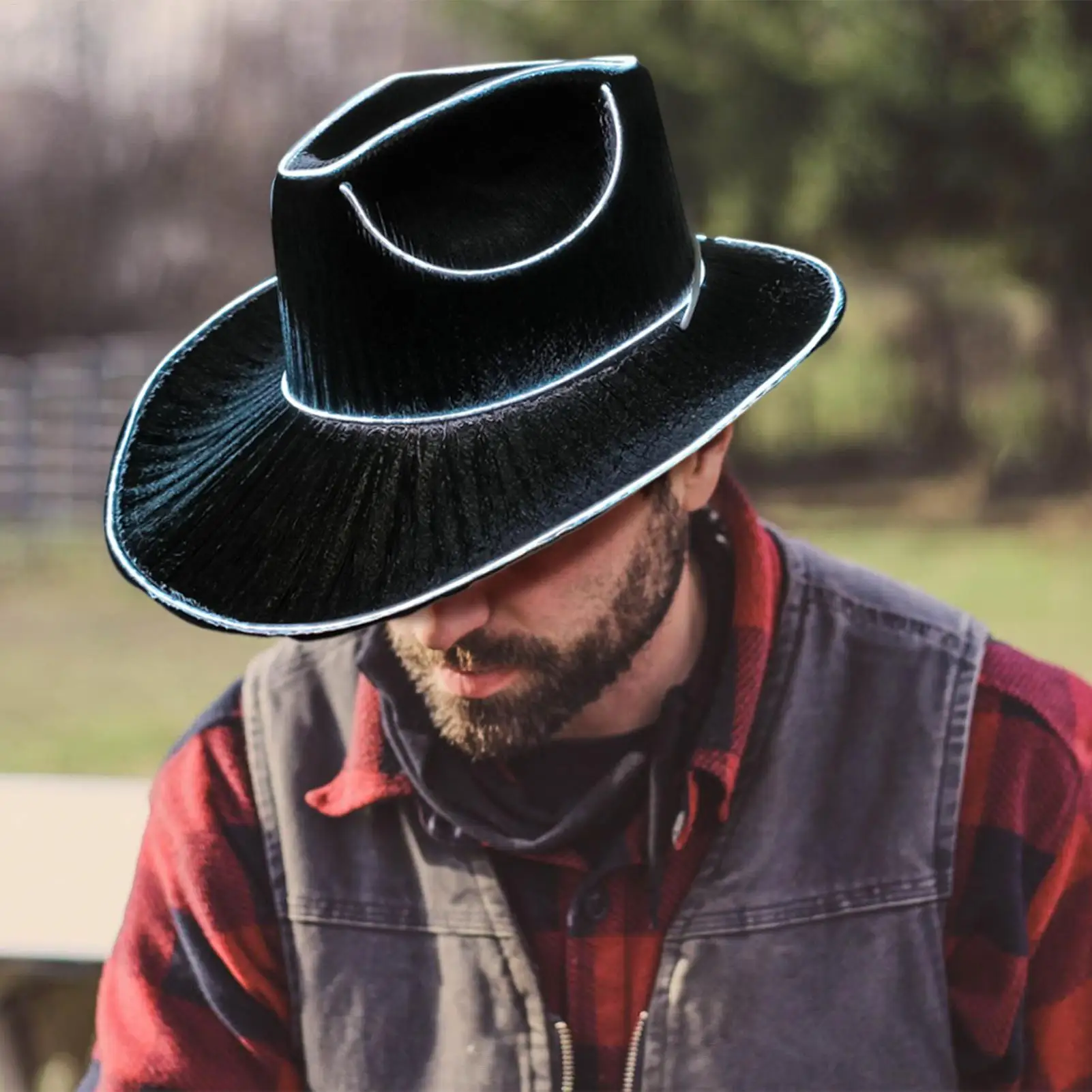 Light up Hats for Adults Party Headwear Cowboy Hat Dress up Hat Battery Operated LED Hat Party Cowboy Hats for Men Women view 3