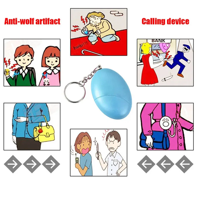 Cheap Self Defense Alarm 120dB Egg Shape Girl Women Security Protect Alert Personal Safety Scream Loud Keychain Emergency Alarm