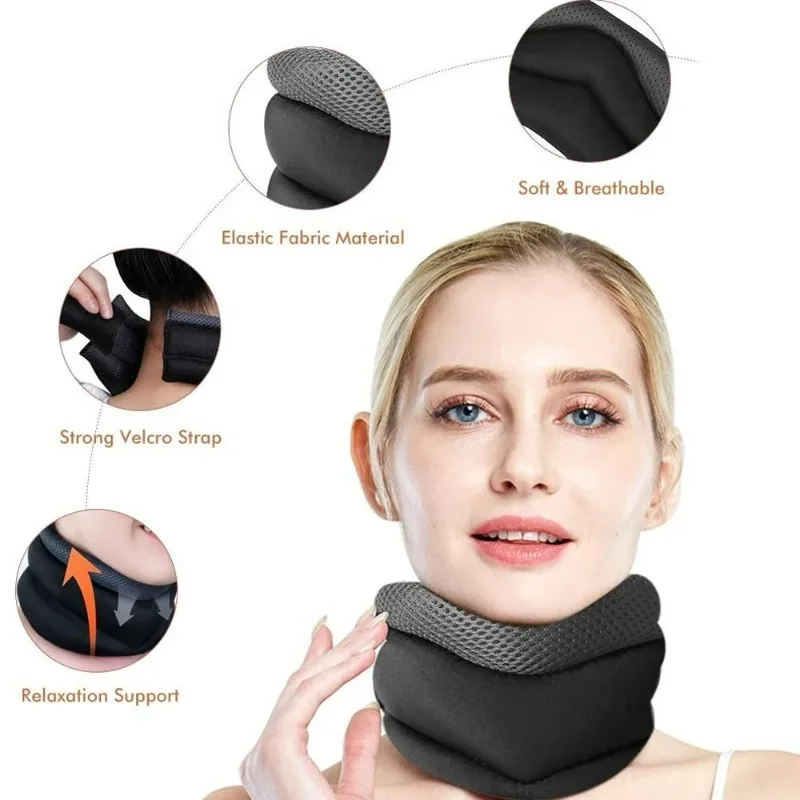 Neck Support Cervical Brace Adjustable Cervical Collar Soft Durable Foam for Relieve Cervical Pain Airplane Travel Nap Health