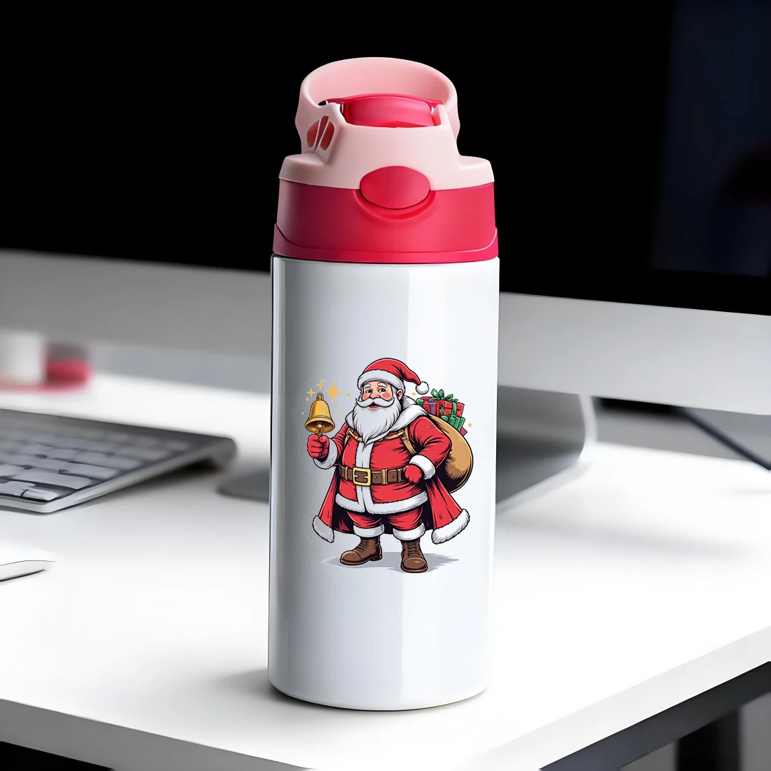 

304 stainless steel thermal cup + cartoon Santa Claus straw cup kids thermal cup must-have Christmas gift