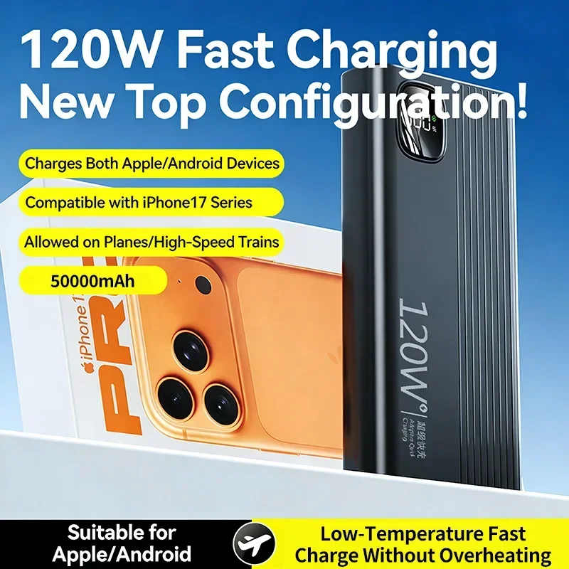 

VIVO 50000 мАч Power Bank высокой емкости 120 Вт сверхбыстрая зарядка Power Bank портативное зарядное устройство для iPhone Xiaomi Samsung