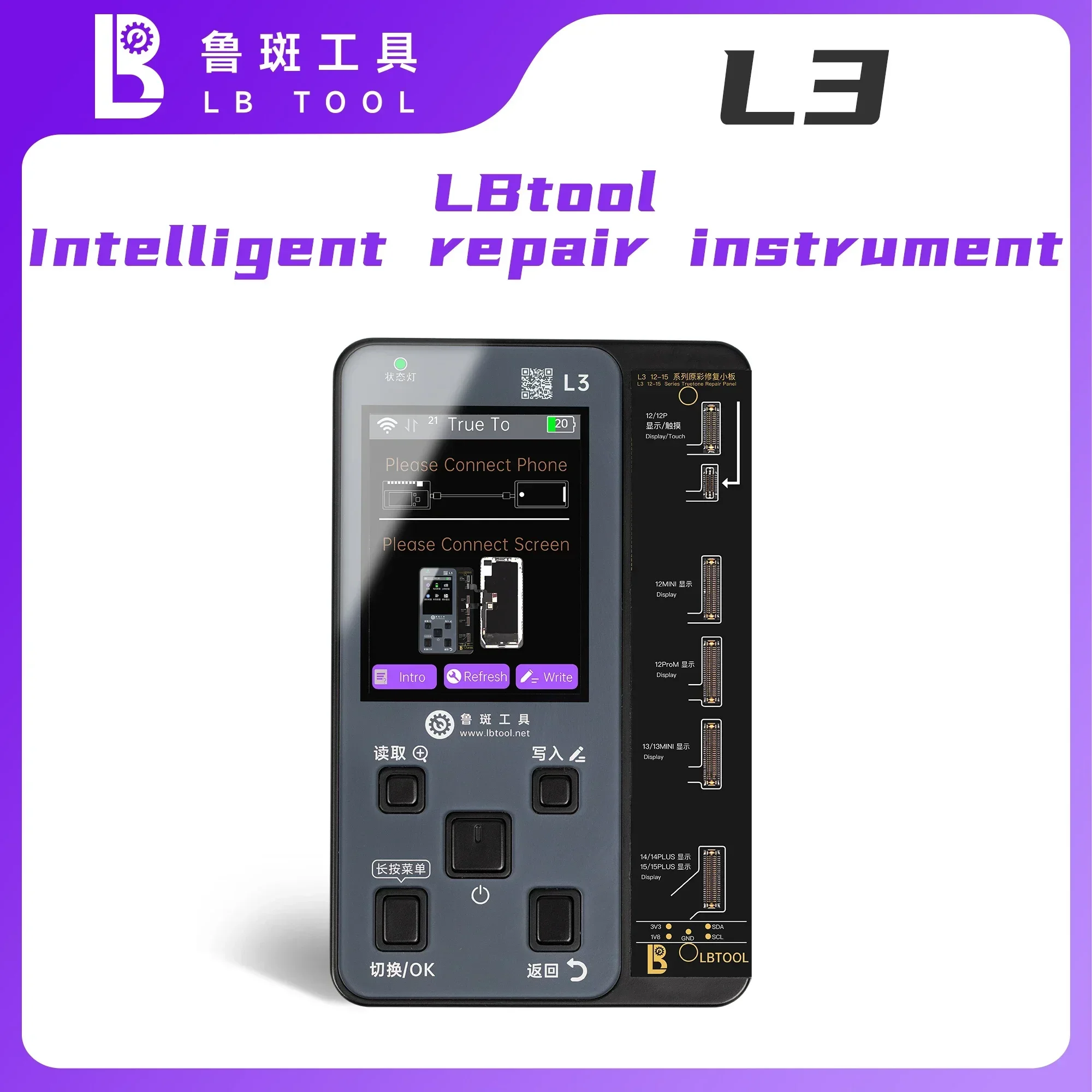 Luban L3 Smart Programmer For iPhone 6 7 8 X 11 12 13 14 15 Pro Max Face ID Repair Battery Data Camera Data True Tone Repair