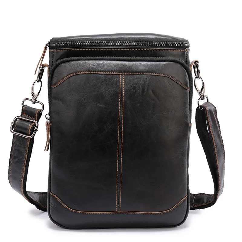 Vintage Genuine Leather Men\'s Crossbody Bag Fashion Cowhide Male Shoulder Bag Business FileMessenger Bag