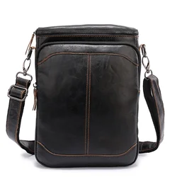 Bolso cruzado de cuero genuino para hombre, bandolera de cuero de vaca, Estilo Vintage, a la moda, para negocios