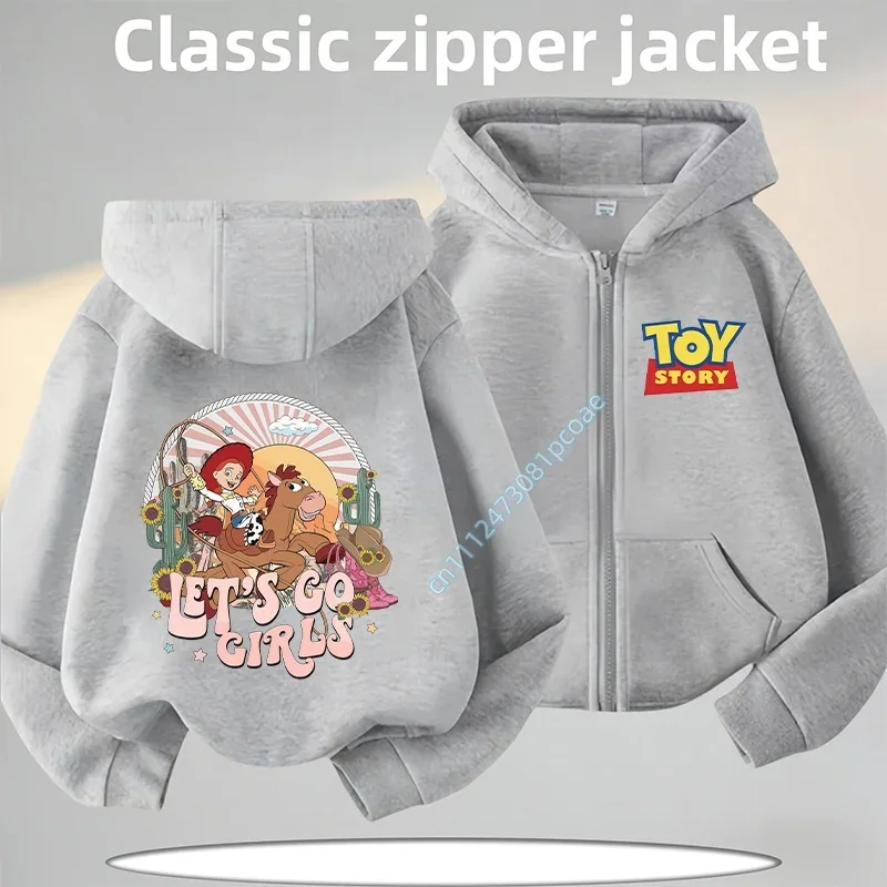 2026 New Toy Story Boys' Sport Shirt for Children with Zipper Collar, Girls' Casual Top with Cartoon Print, Fall/Winter Coat
