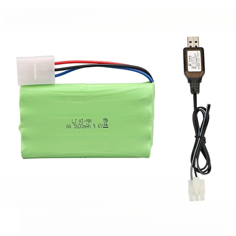 NiMh 9.6v 5600mAh Battery Pack + 9.6v Charger for toy cars, remote control car accessories, and car models
