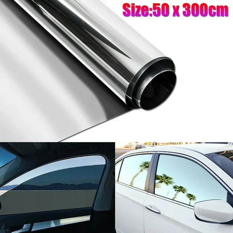 1pc Car Vehicle Windows Glass Stickers 20 * 10FT Universal Uncut Window Mirror Silver Chrome Tint Film accessori esterni