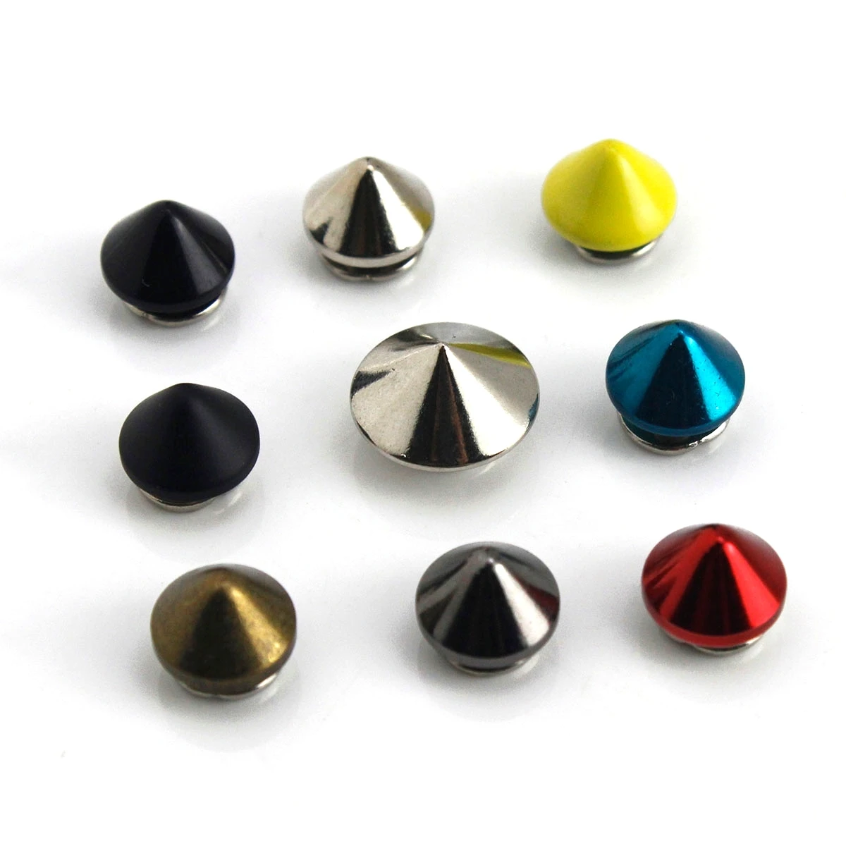 10pcs/lot Metal Bullet Cone Spike Punk Screwback Studs Bag Clothes Leather Craft Phone Shoes Case DIY Decor Accessories