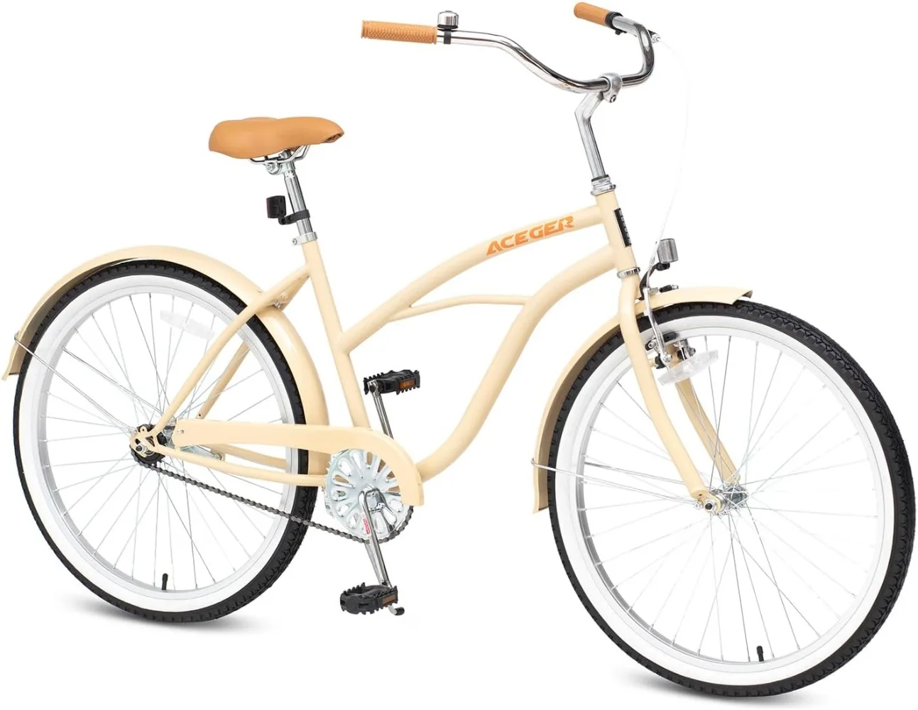 26 Inch Women Beach Cruiser Bike, Single Speed Single Speed Drivetrains, Adult Bicycle with Hi-Ten Steel Frame