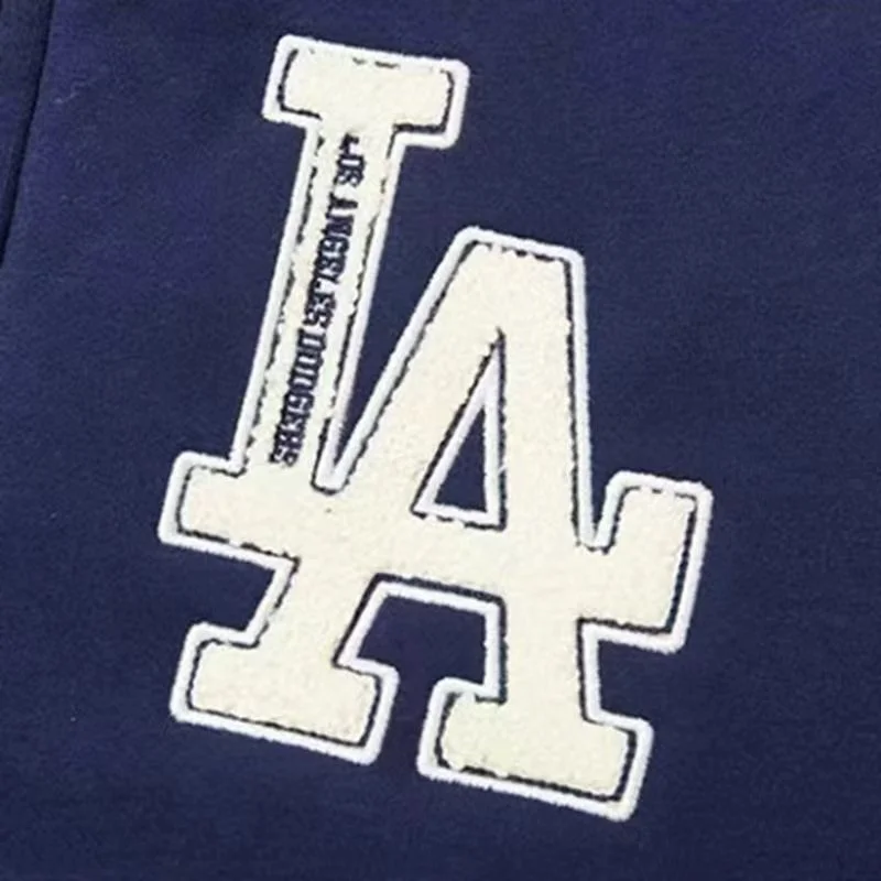 ニューエラ MLB ロサンゼルス・ドジャース フード付きジップアップスポーツカーディガン スウェットシャツ、ユニセックス、ミッドナイトネイビーブルー