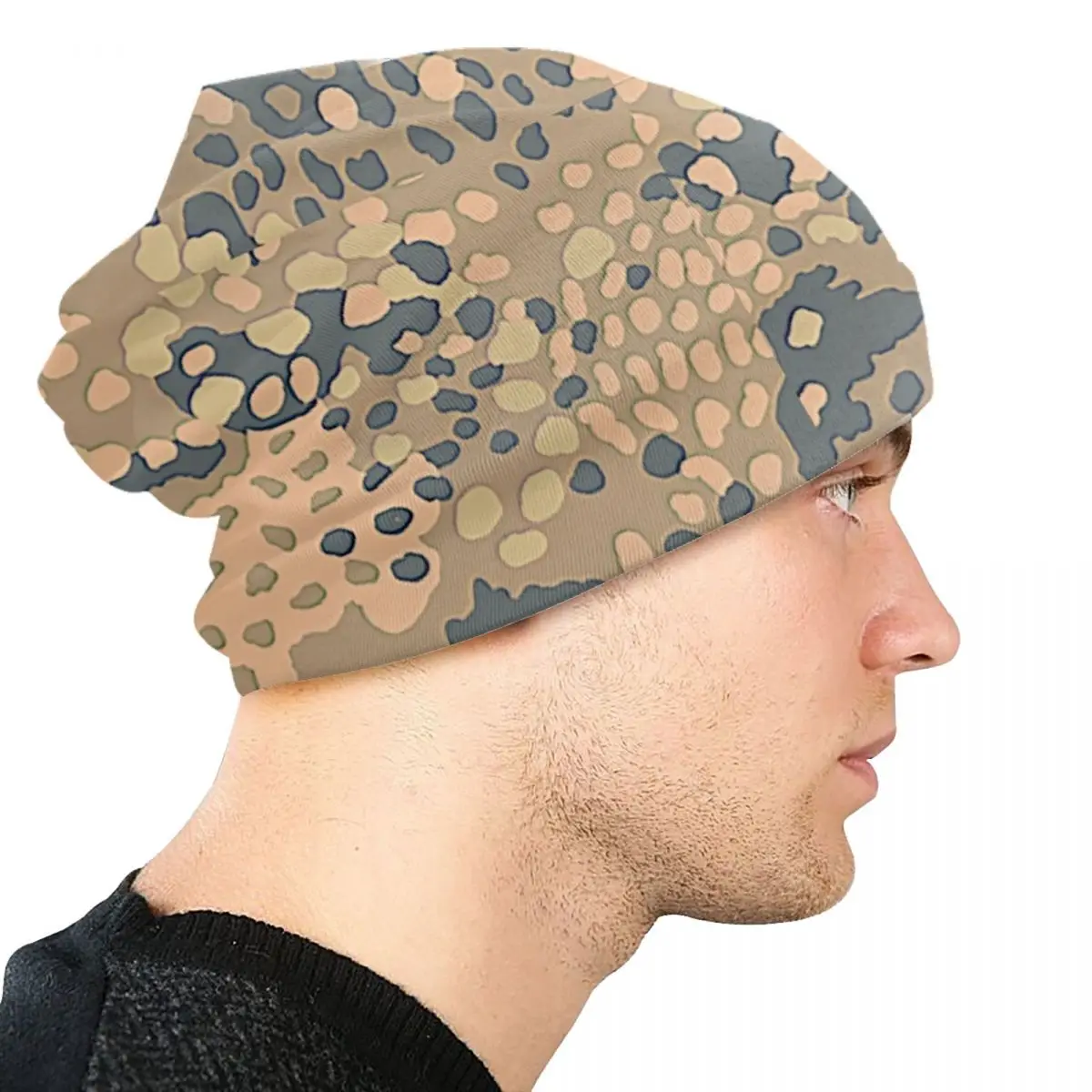 Custom Desert Erbsenmuster Pea Dot German WW2 Camouflage Pattern Skullies Beanies Caps Winter Warm Knit Hat Bonnet Hats Ski Cap